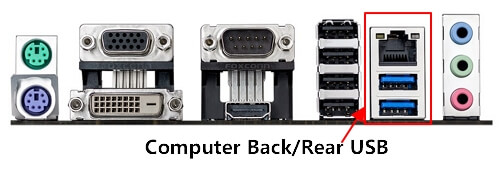 قم بتوصيل USB بمنفذ USB الخلفي