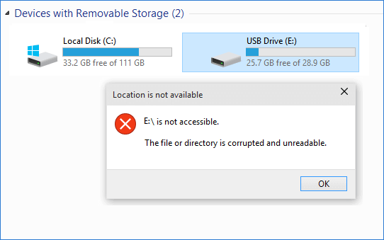 قائمة الملفات تالف في USB