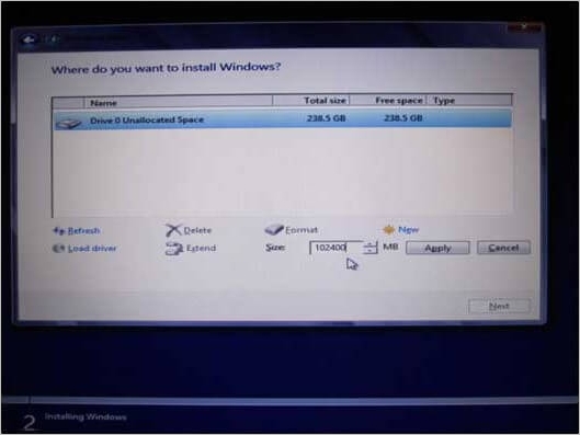 حدد مساحة غير مخصصة