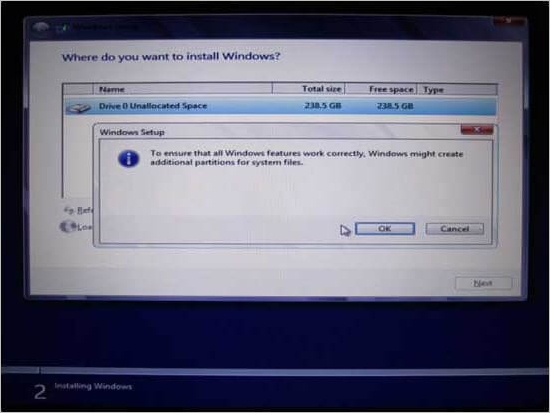 أدخل حجم القسم