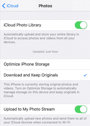 قم بتشغيل مكتبة صور iCloud