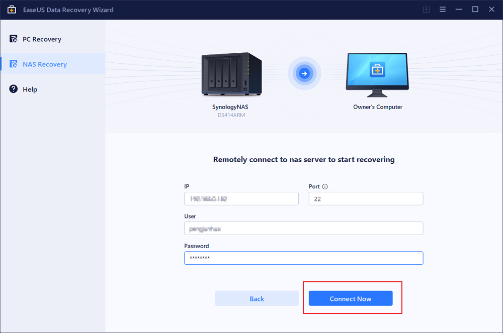 اتصل بخادم NAS عن بعد.