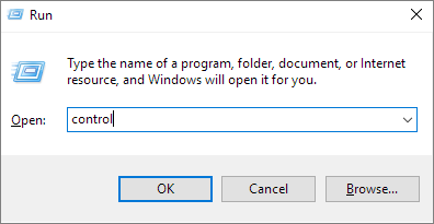 open control panel in the run box