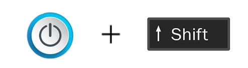 إيقاف تشغيل الكمبيوتر بالكامل عبر زر الطاقة ومفتاح Shift