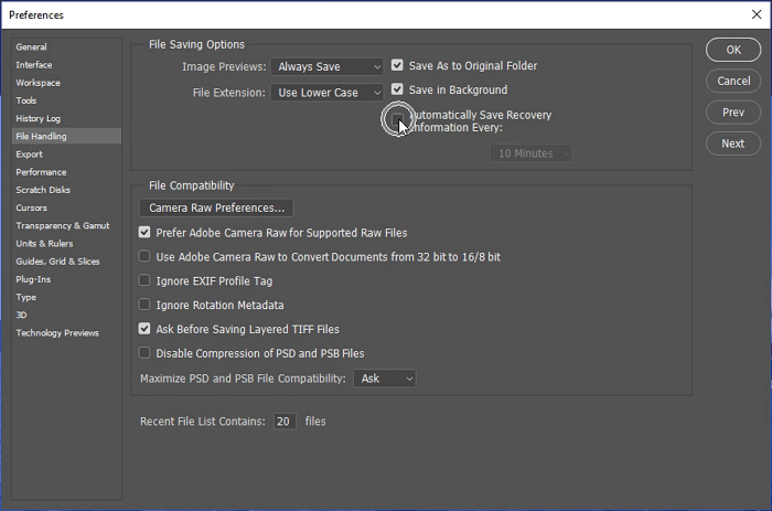 استعادة ملفات PSD غير المحفوظ من الحفظ التلقائي