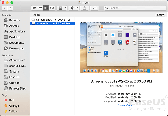 Recover deleted photos from Trash.