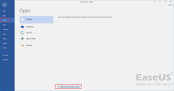 استعادة الملف Word غير المحفوظ