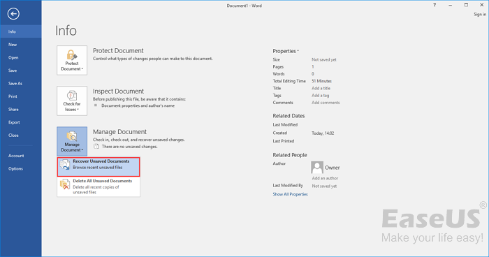 استعادة الملف Word غير المحفوظ