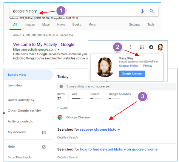 استعادة سجل Chrome المحذوف من حساب Google