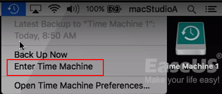 Connect Time Machine backup disk to Mac.