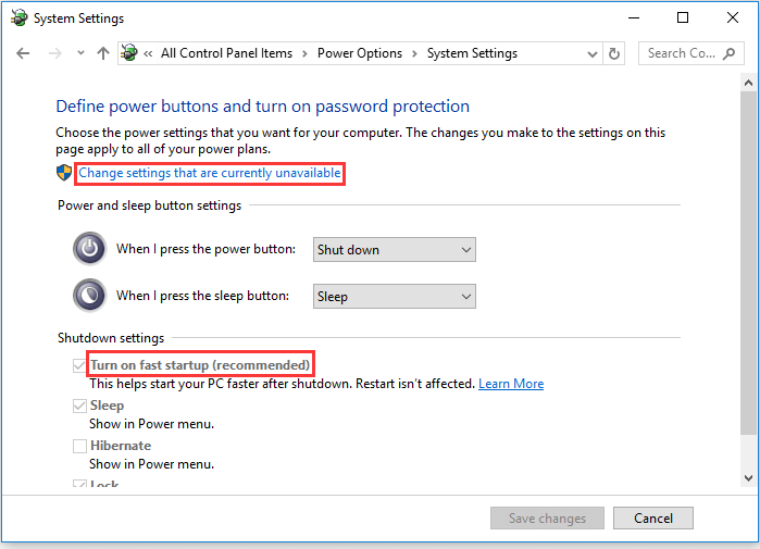 قم بإيقاف  بدء التشغيل السريع