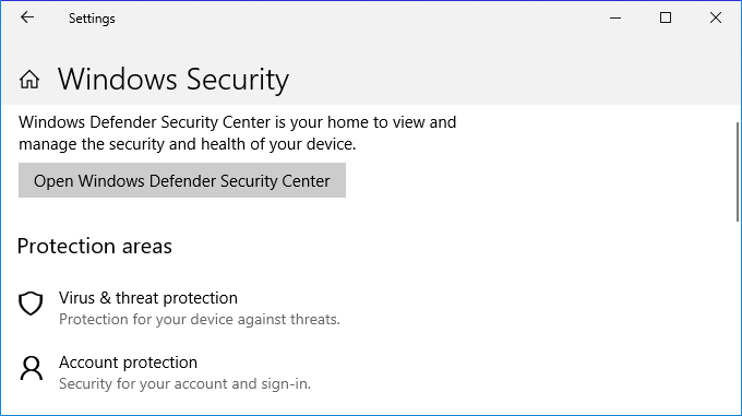 افتح برنامج Windows Defender
