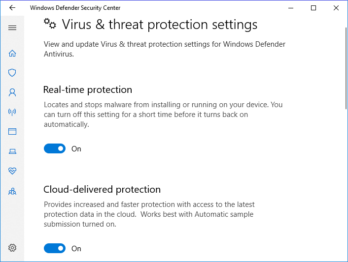قم بتشغيل Windows Defender