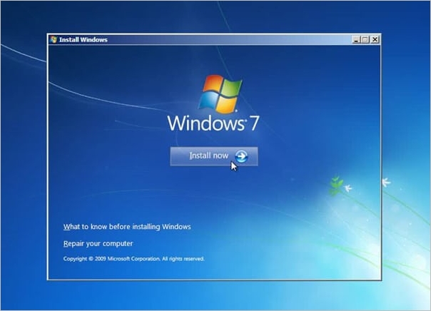 قم بتثبيت Windows 7