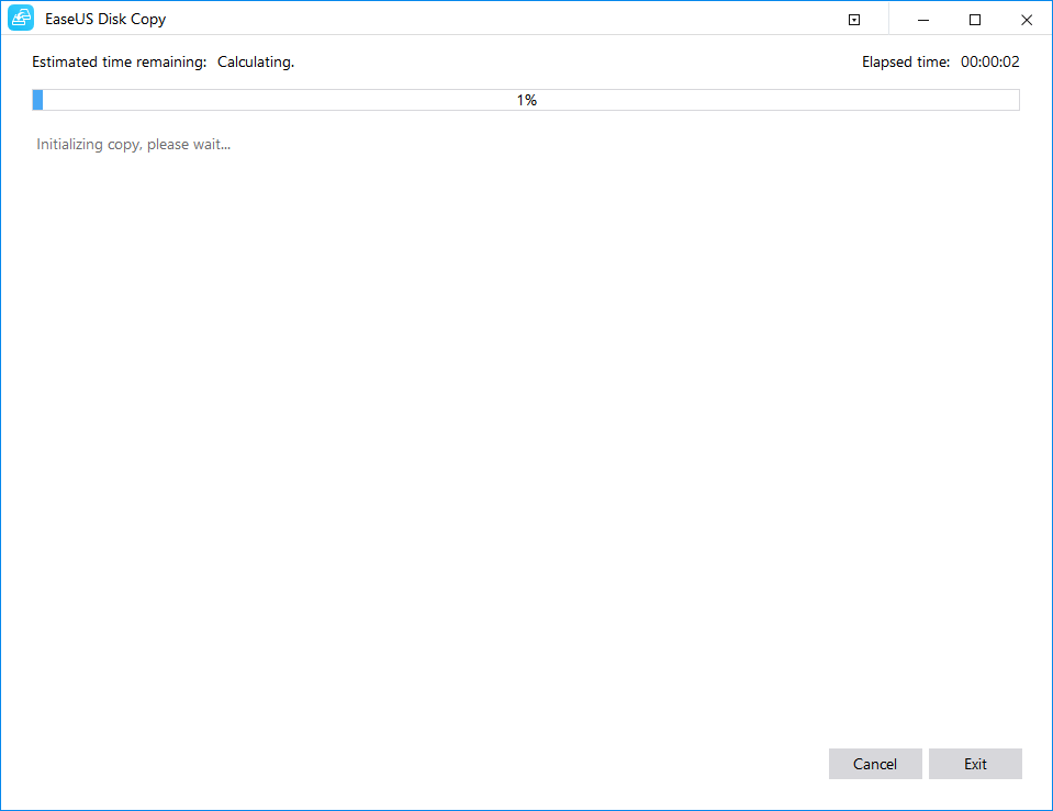 انقر فوق متابعة لبدء عملية الاستنساخ