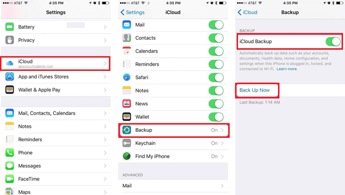 نسخ iPhone احتياطيًا إلى iCloud