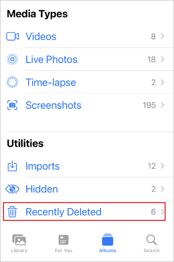 استعادة صور iPhone من المحذوفة مؤخرًا