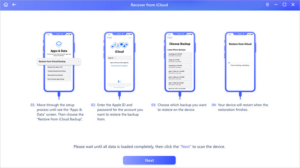 استعادة البيانات من iCloud4