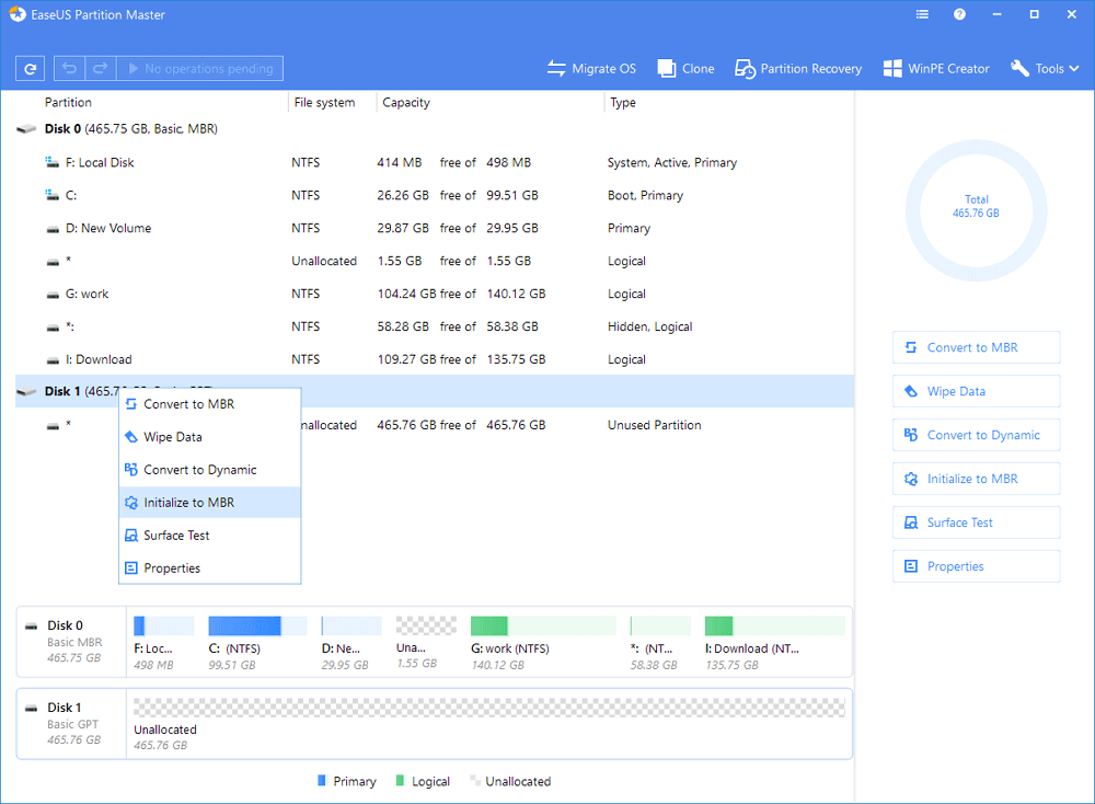 التهيئة إلى mbr