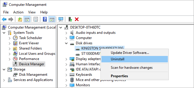 fix missing drive Windows 10 - reinstall driver