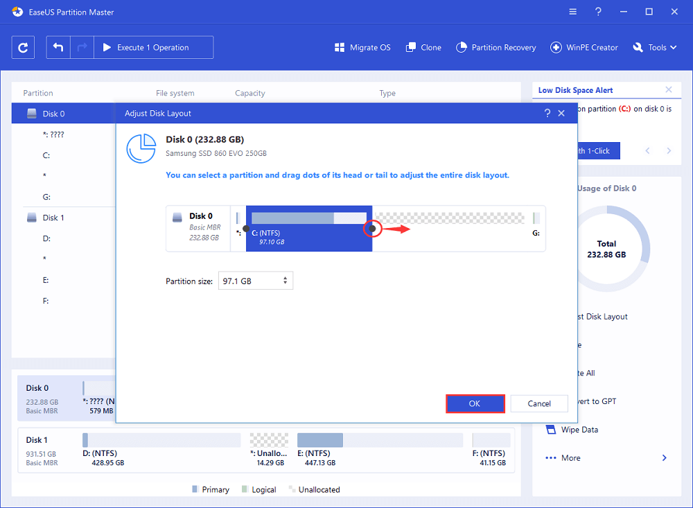 Manually Adjust Low C Drive Space