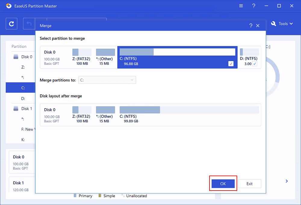 Select partitions to merge