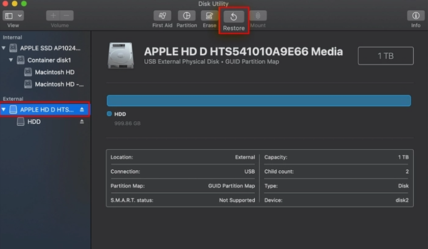 select target disk to clone hard drive on Mac