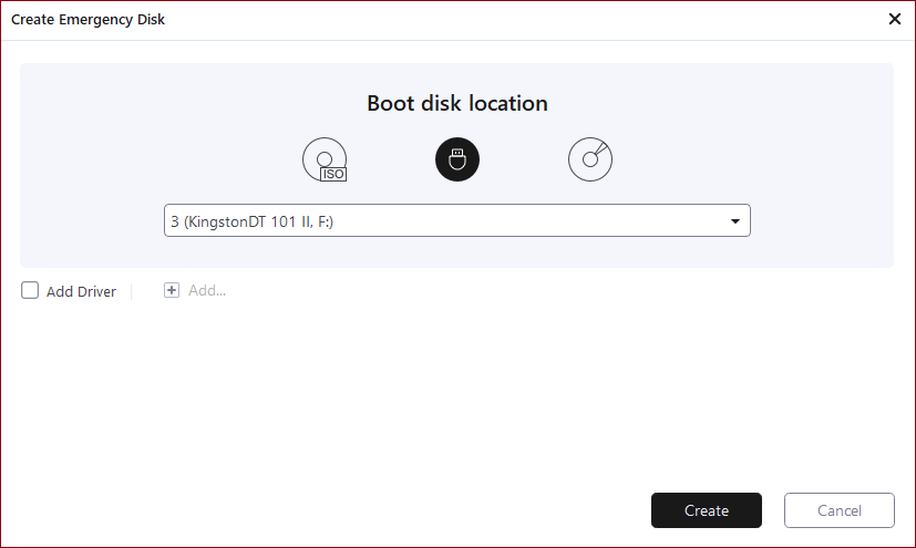 create emergency disk step2