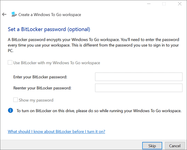 choose to use bitlocker or not