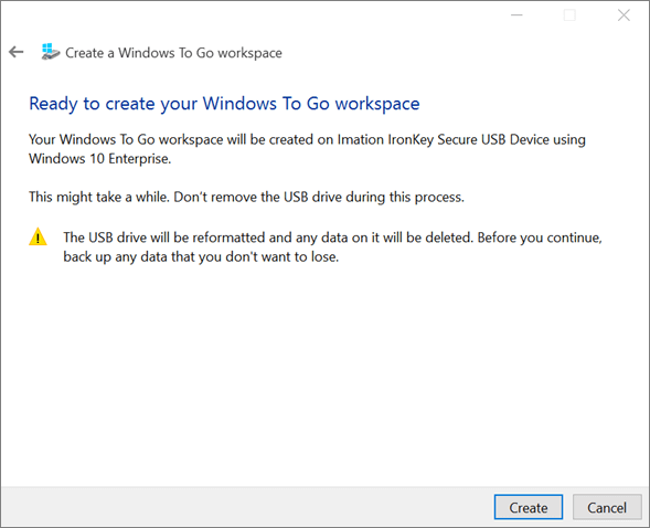 create and install windows 10 on the external hard drive